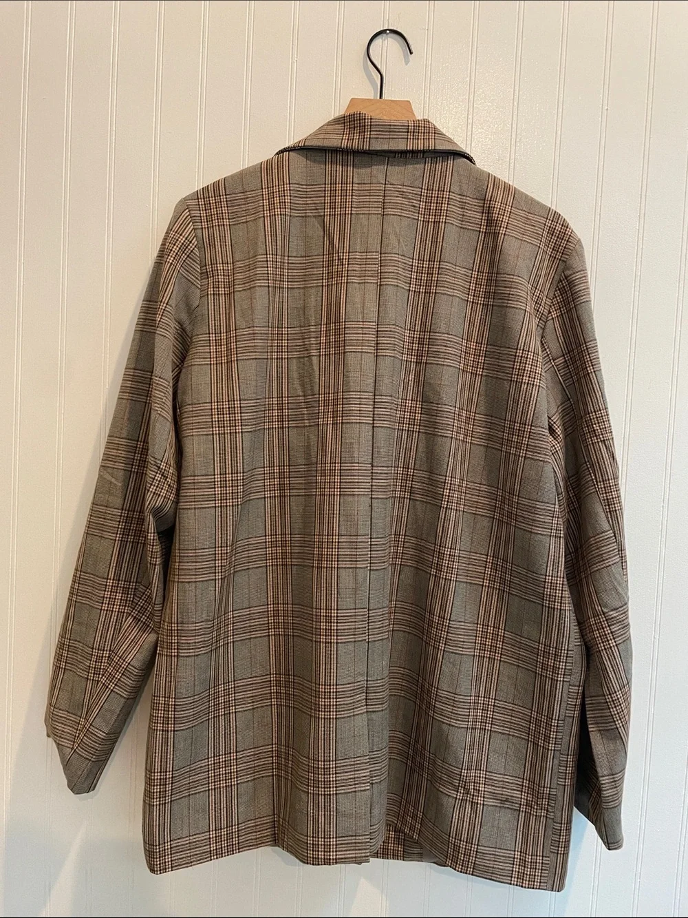 POL Oversized Single Breasted Button Plaid Boyfriend Blazer Relaxed Size M